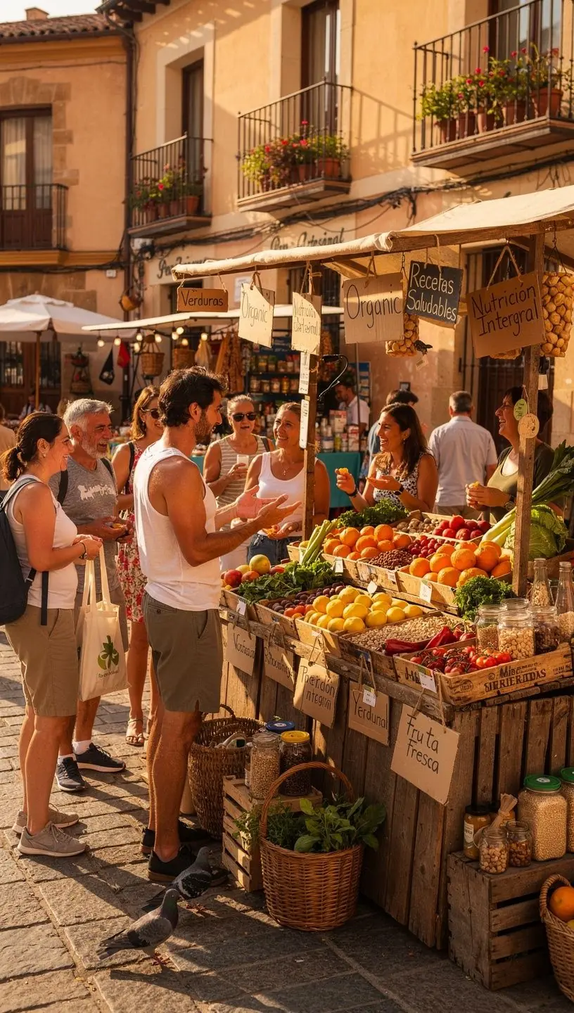 Una instructora de yoga guiando una clase al aire libre mientras los participantes practican posturas.