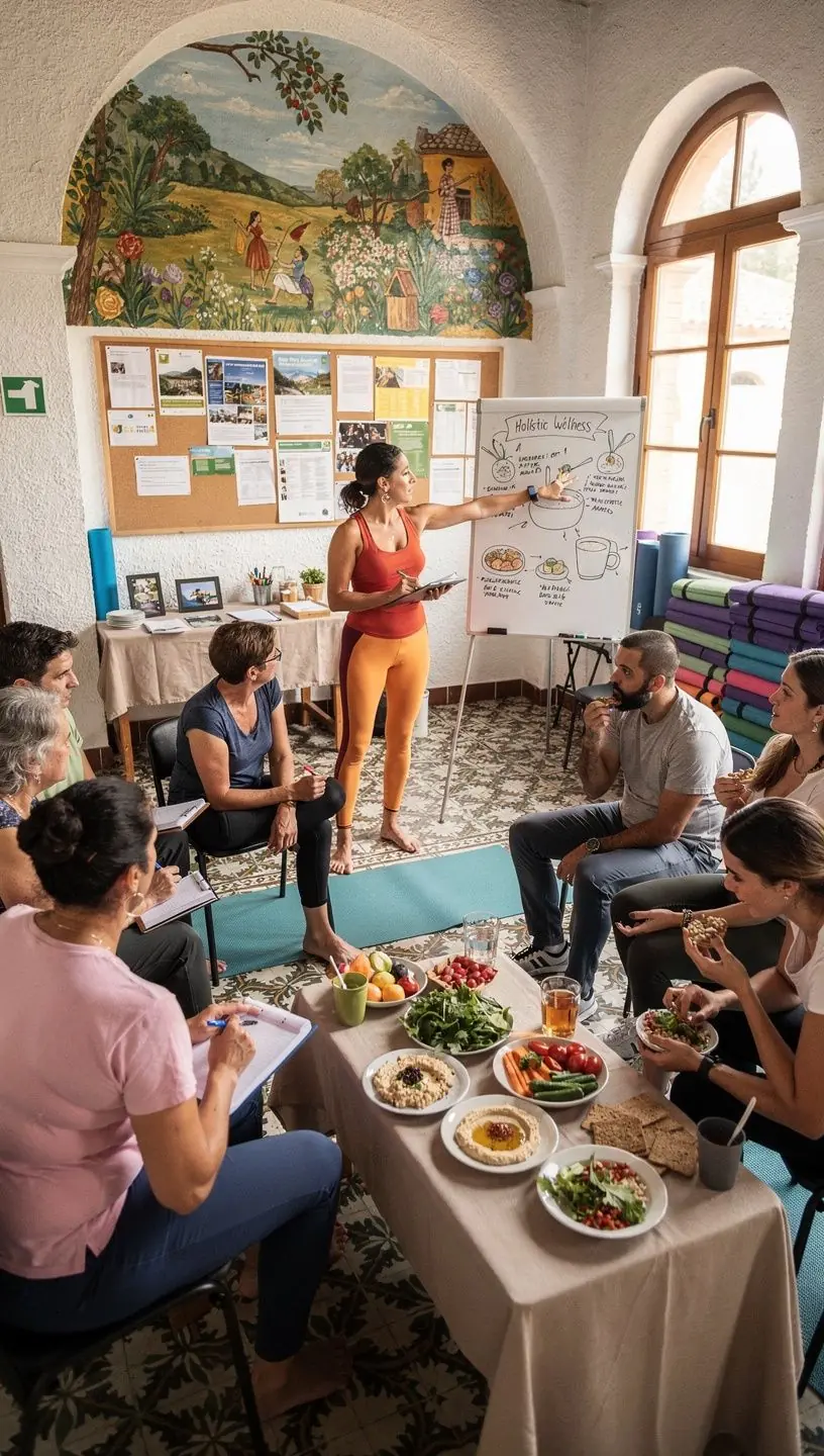 Un plato colorido de alimentos saludables, incluyendo frutas y verduras frescas, presentado artísticamente.